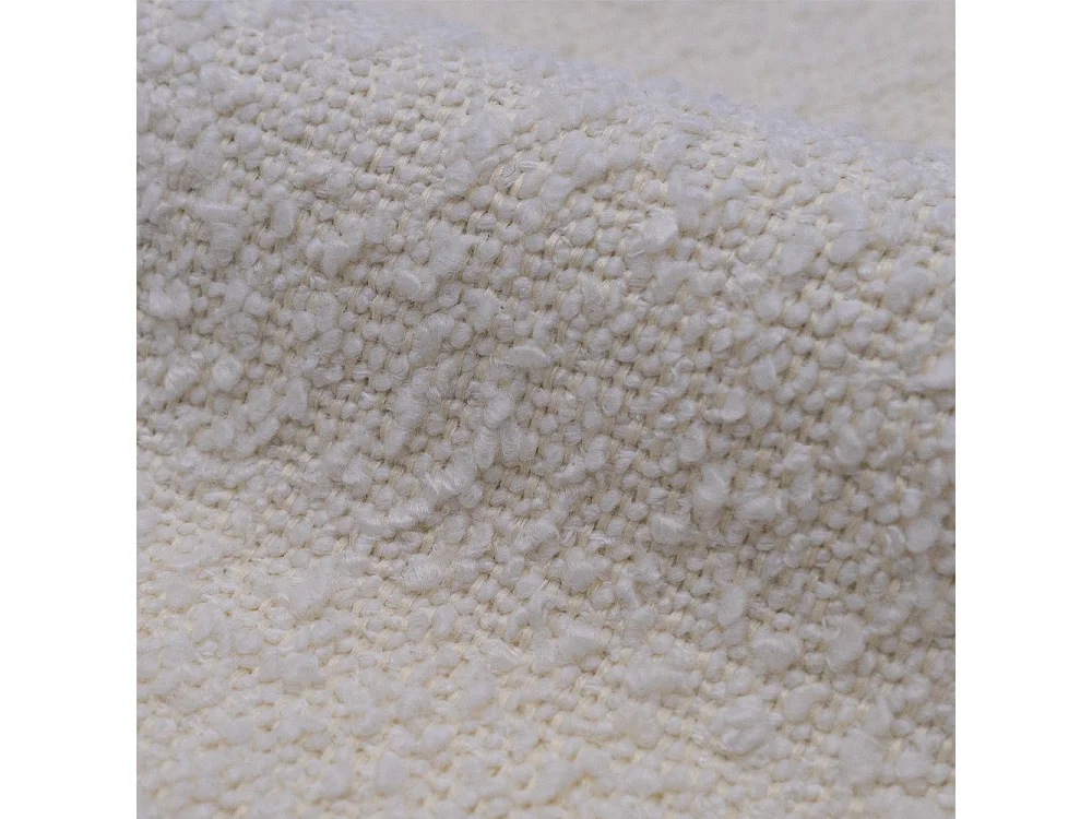 Pouf rond en tissu blanc bouclé - Eva