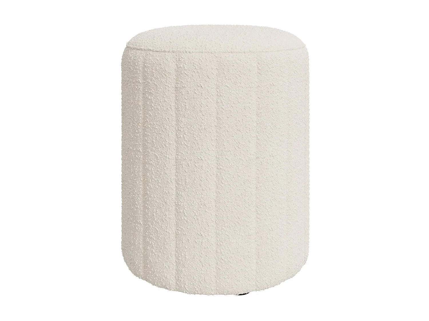 Pouf rond en tissu blanc bouclé - Eva