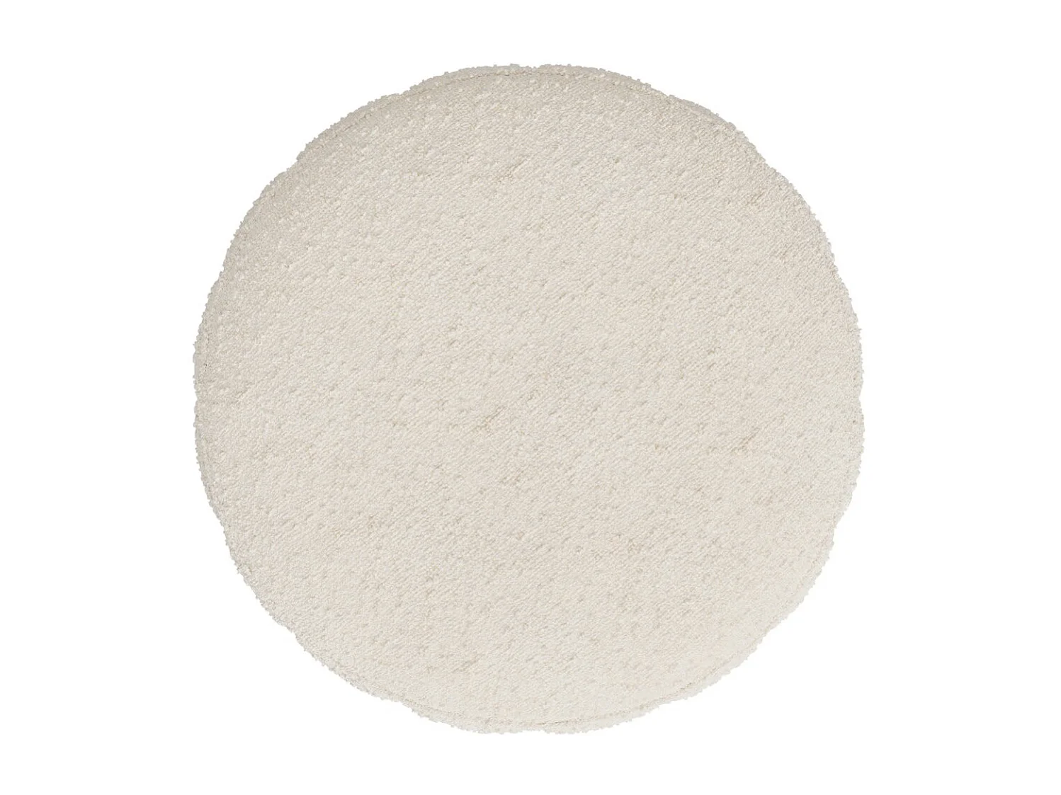 Pouf rond en tissu blanc bouclé - Eva