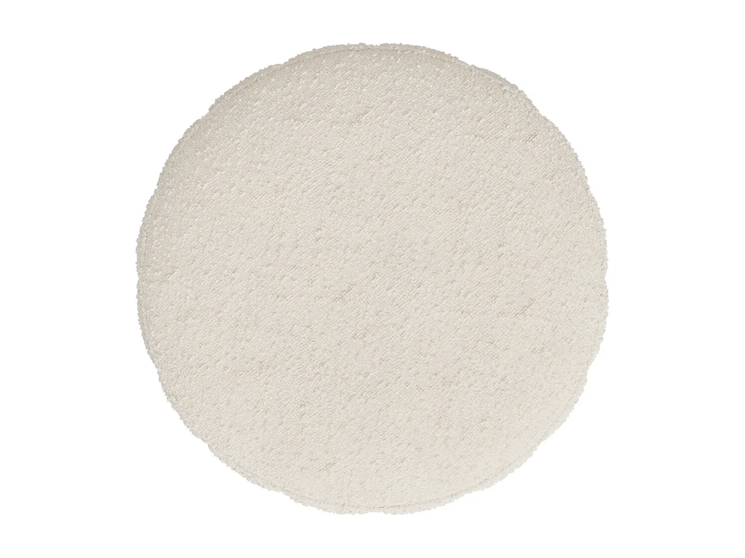 Pouf rond en tissu blanc bouclé - Eva