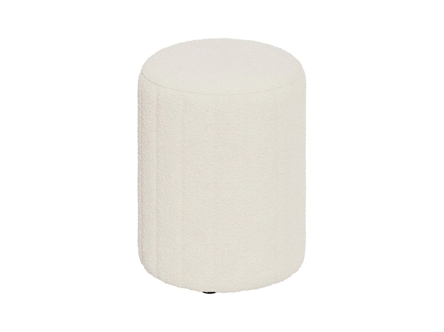 Pouf rond en tissu blanc bouclé - Eva