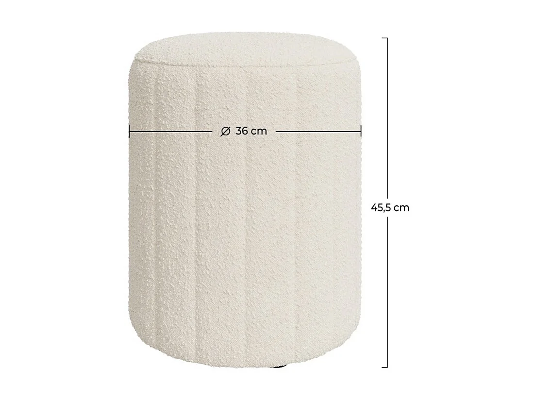 Pouf rond en tissu blanc bouclé - Eva