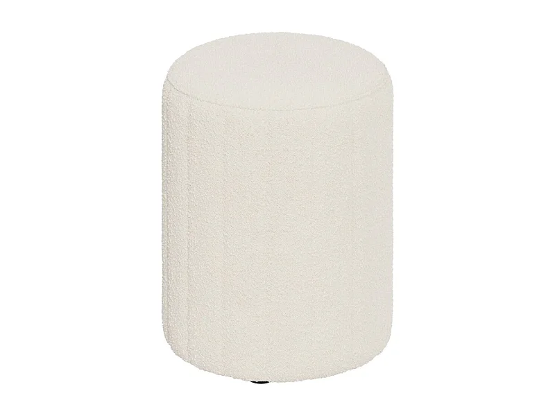 Pouf rond en tissu blanc bouclé - Eva