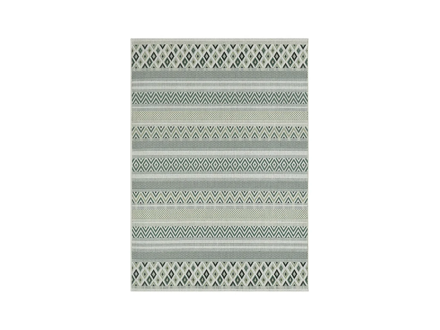 Tapis extérieur Ø160cm rond tissé kilim vert et vert clair RAYA