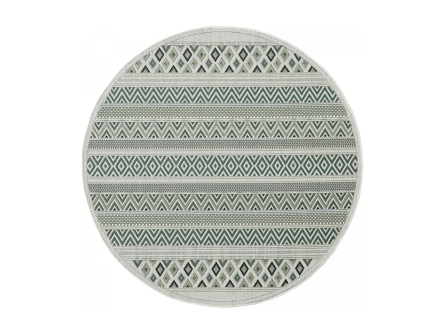 Tappeto da esterno Ø160cm tessuto rotondo kilim RAYA verde e verde chiaro