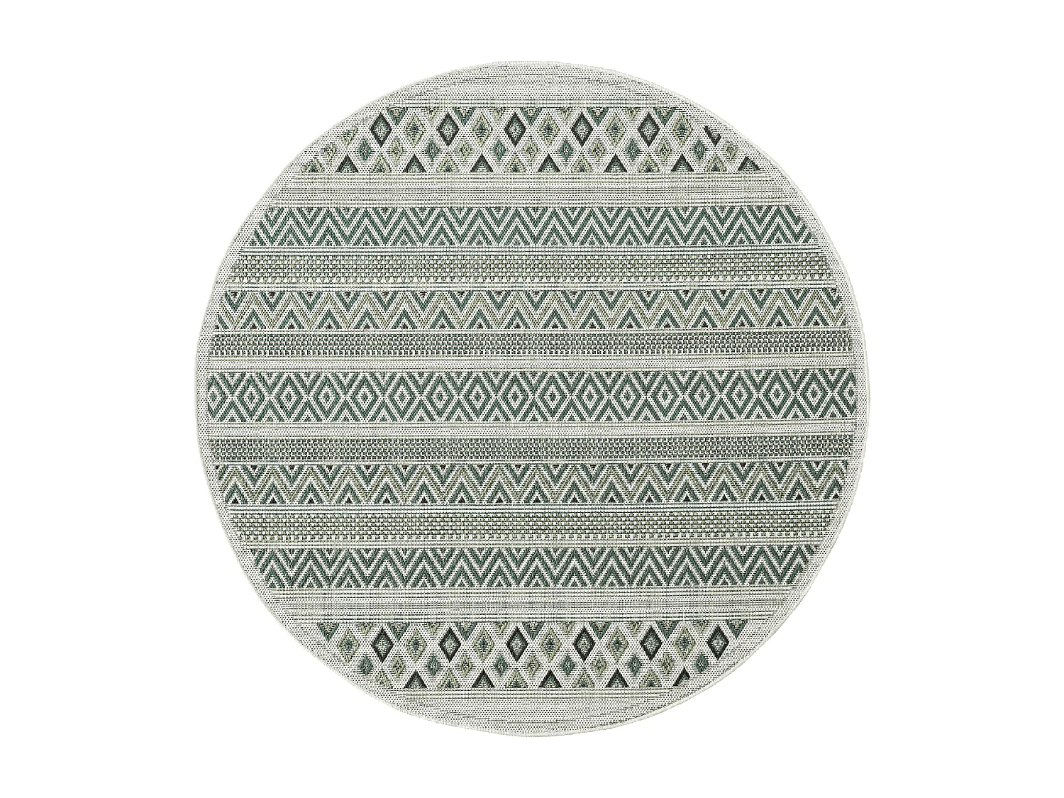 Tappeto da esterno Ø160cm tessuto rotondo kilim RAYA verde e verde chiaro