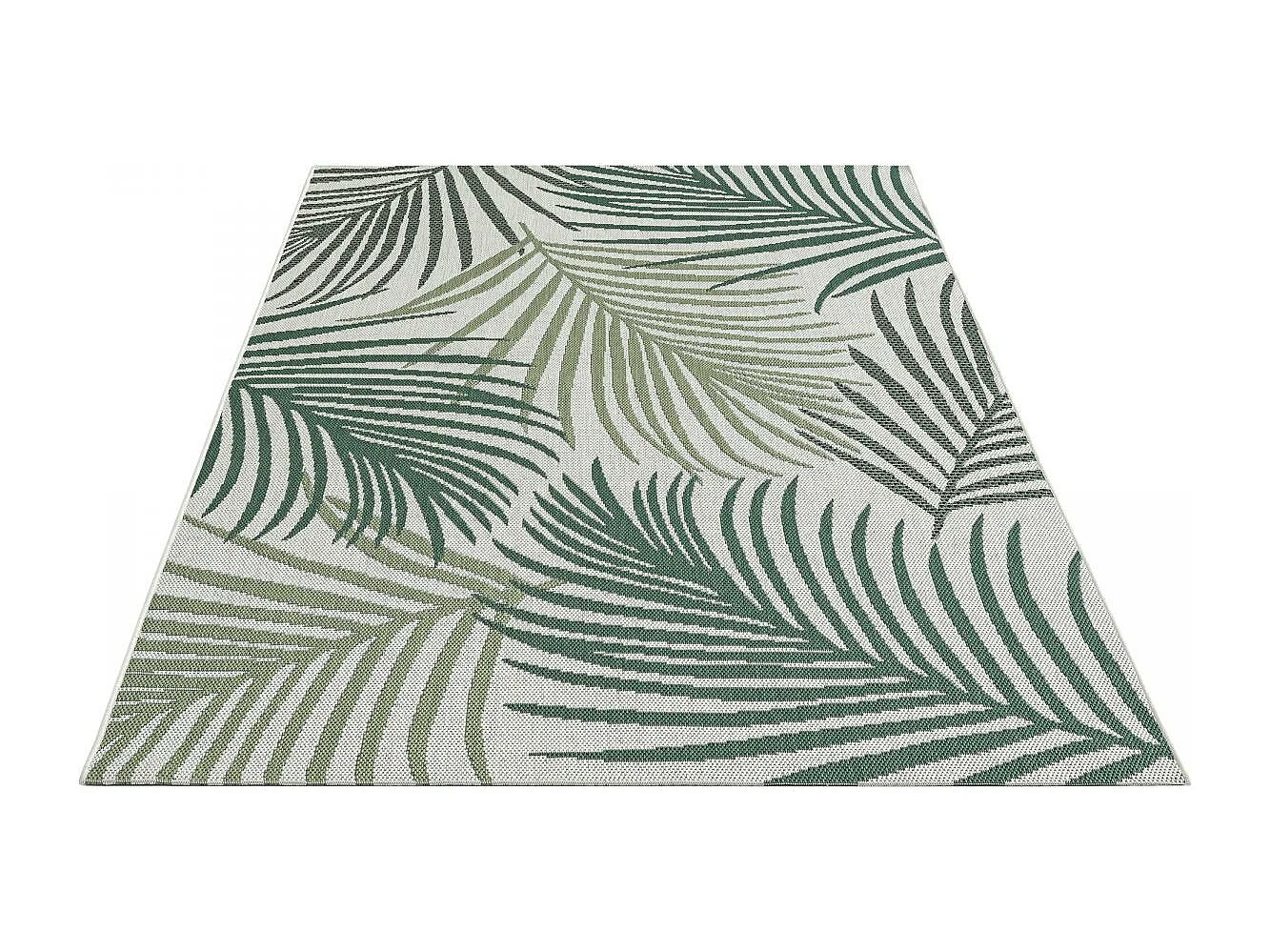 Tapis extérieur 80x150 tissé kilim vert et vert clair GREENLEAF