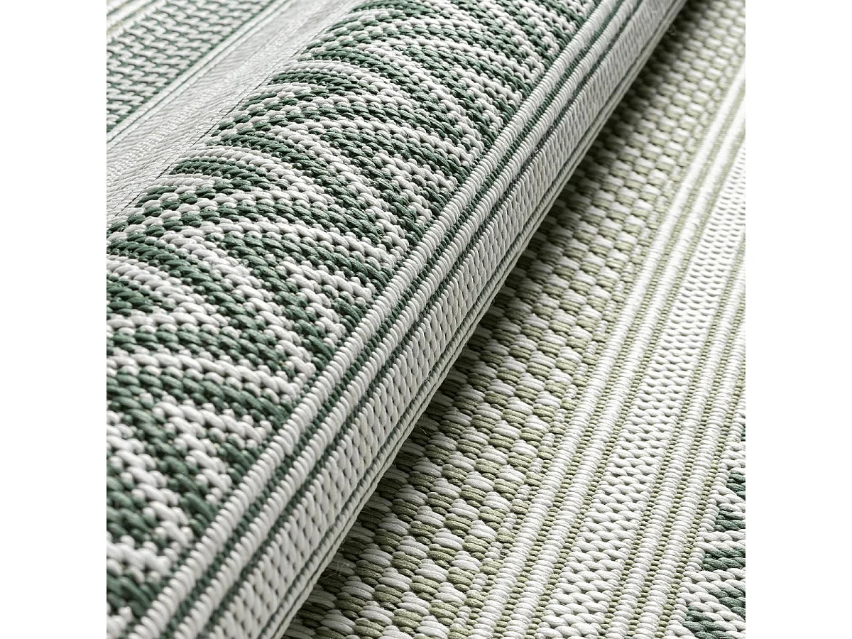 Tapis extérieur 160x220 tissé kilim vert et vert clair RAYA