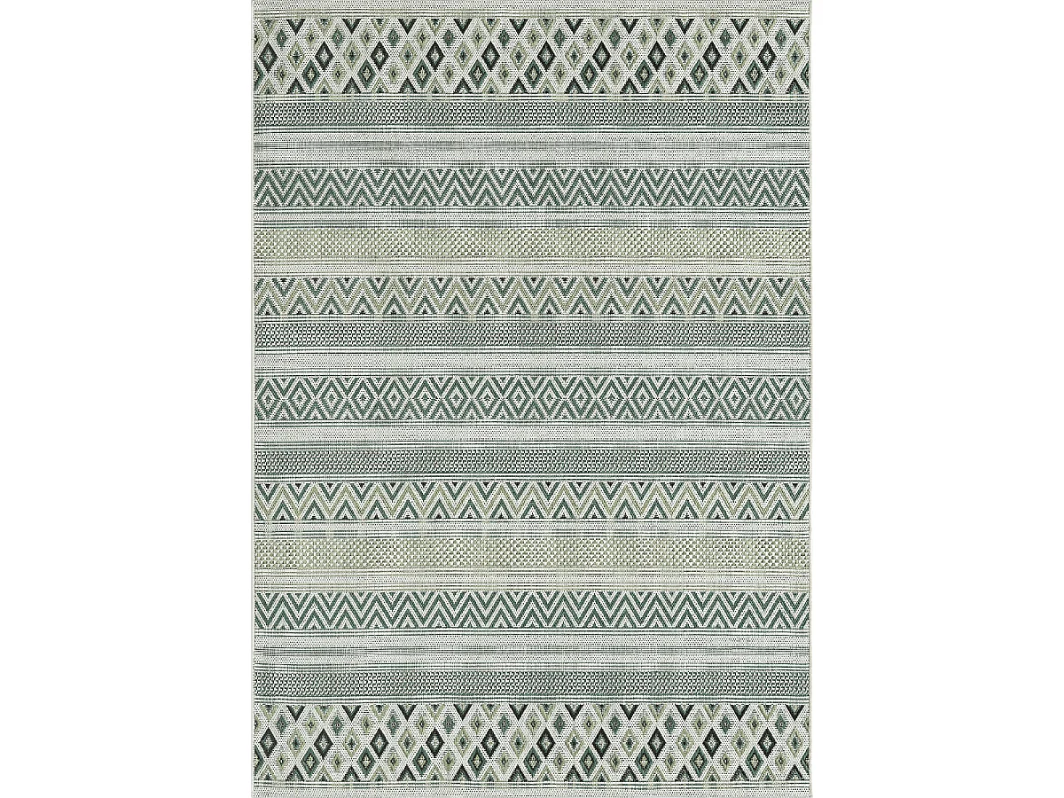 Tapis extérieur 160x220 tissé kilim vert et vert clair RAYA