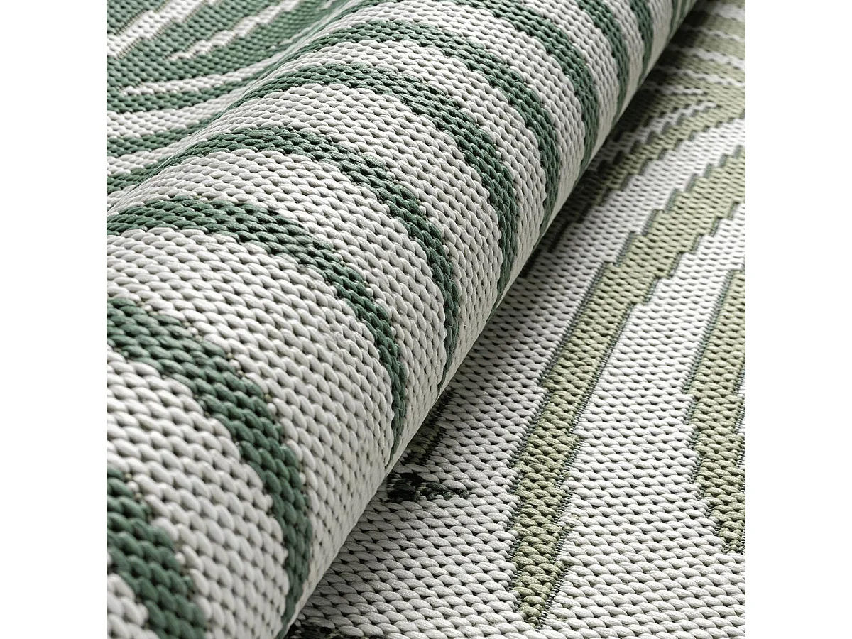 Tapis extérieur 120x170 tissé kilim vert et vert clair GREENLEAF