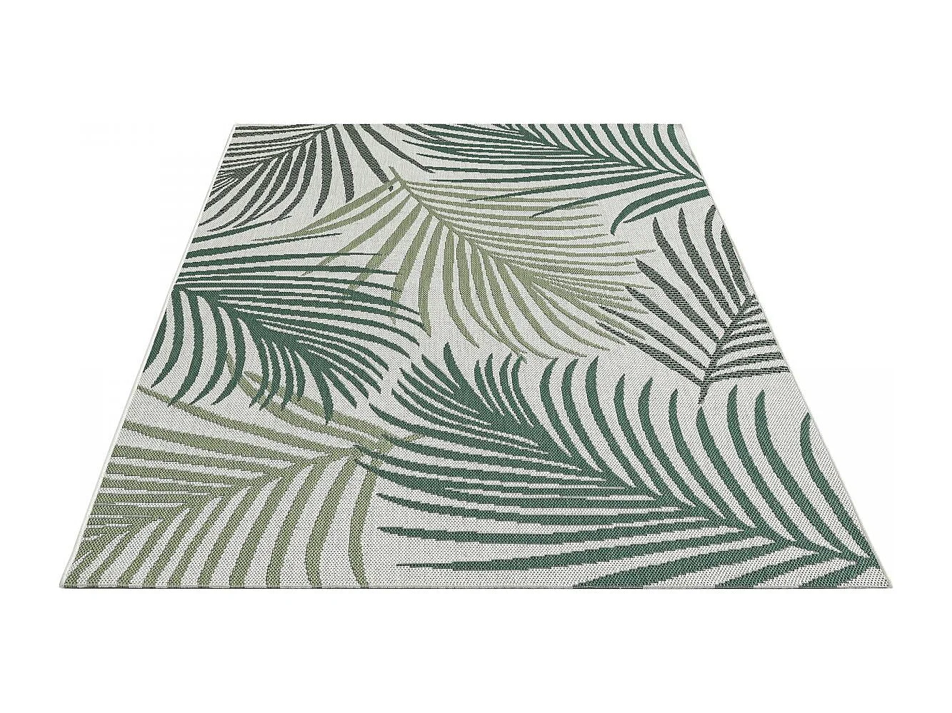 Tapis extérieur 120x170 tissé kilim vert et vert clair GREENLEAF