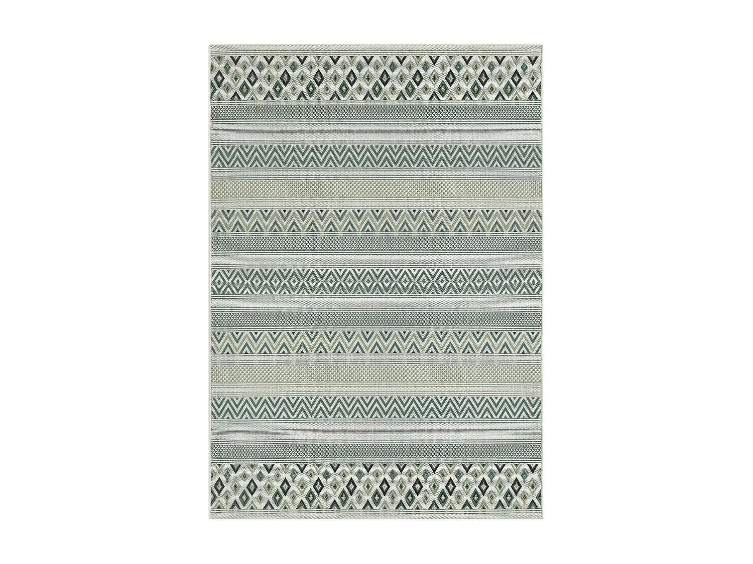 Tapis extérieur 80x150 tissé kilim vert et vert clair RAYA