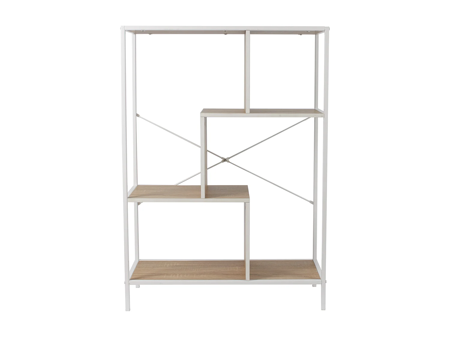 Etagere Edison Blanc 80x30x113cm Marron, Blanc