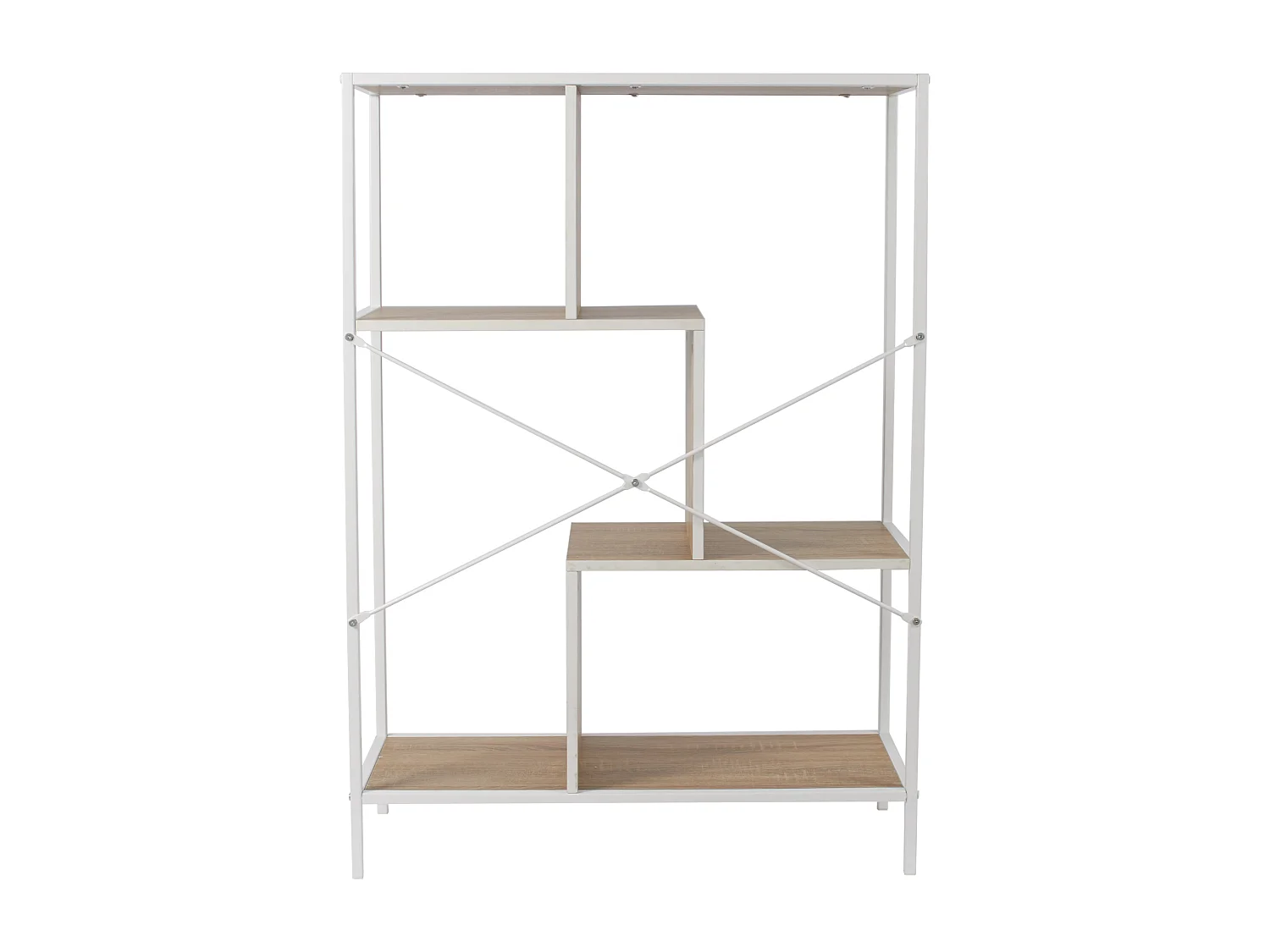 Etagere Edison Blanc 80x30x113cm Marron, Blanc