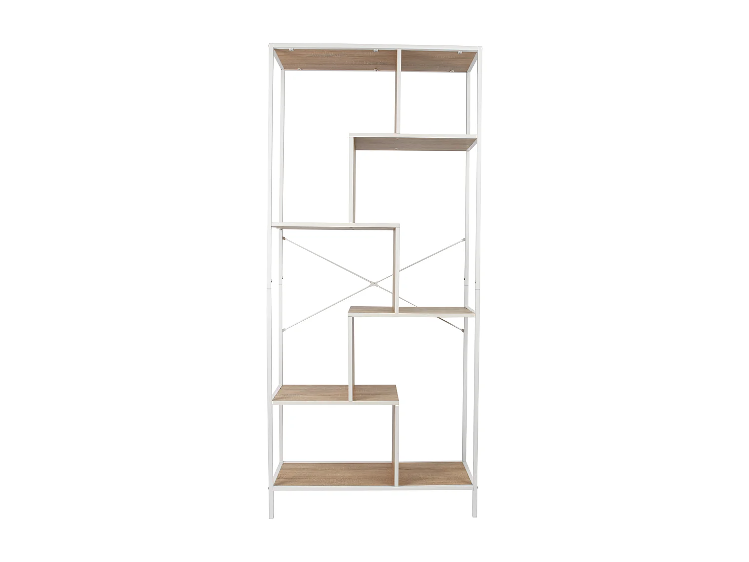 Etagere Edison Blanc 80x30x180cm Blanc, Marron