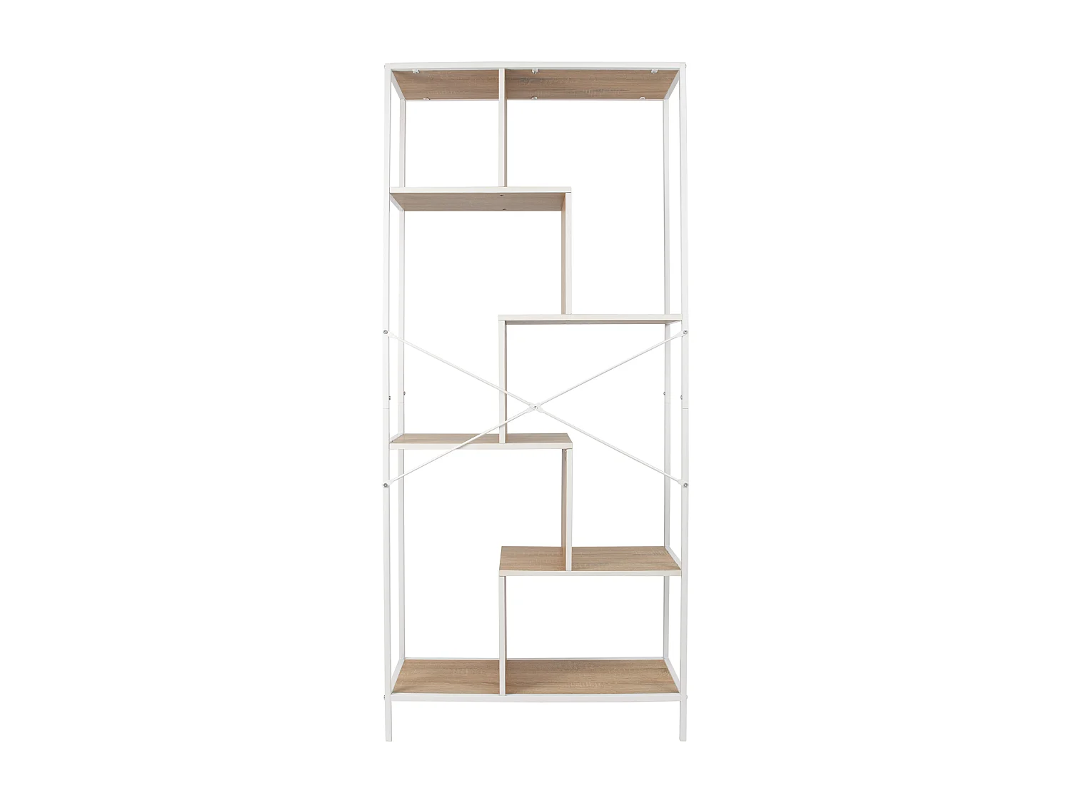Etagere Edison Blanc 80x30x180cm Blanc, Marron