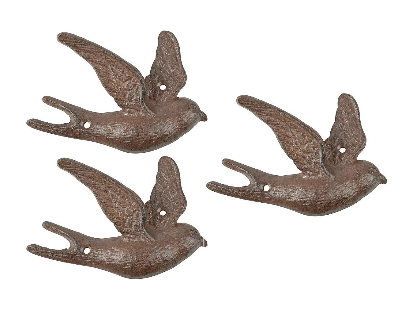 Crochet en fonte vol d'oiseau (Lot de 3)