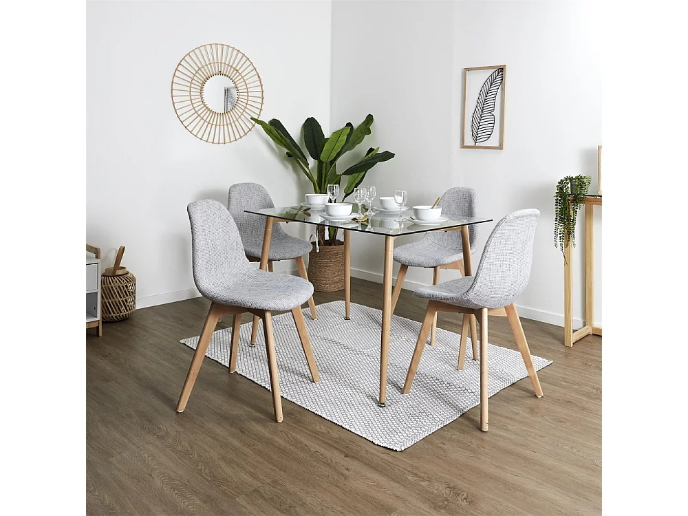 Chaise scandinave assise grosse maille Gris clair