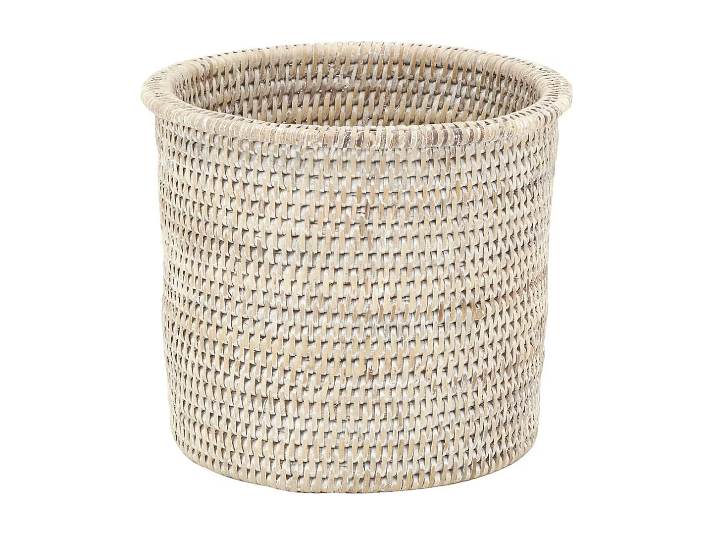 Cache-pot en rotin patiné blanc (lot de 4)