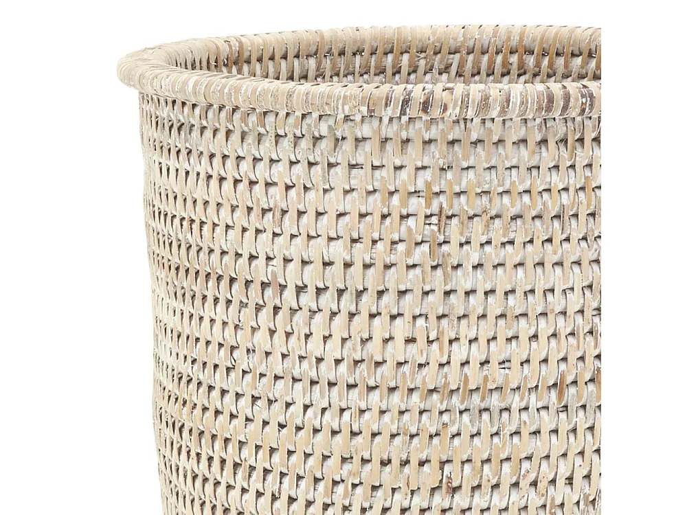 Cache-pot en rotin patiné blanc (lot de 4)