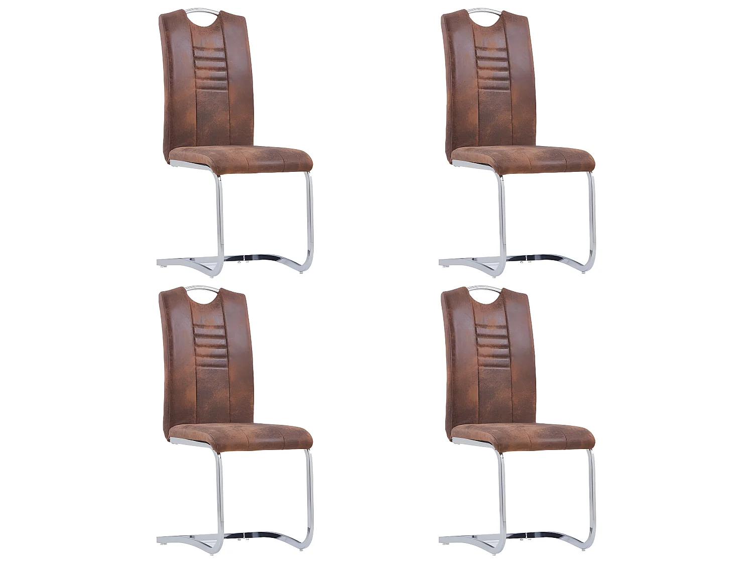Lot de 4 chaises de salle à manger cuisine design moderne synthétique daim marron CDS021730