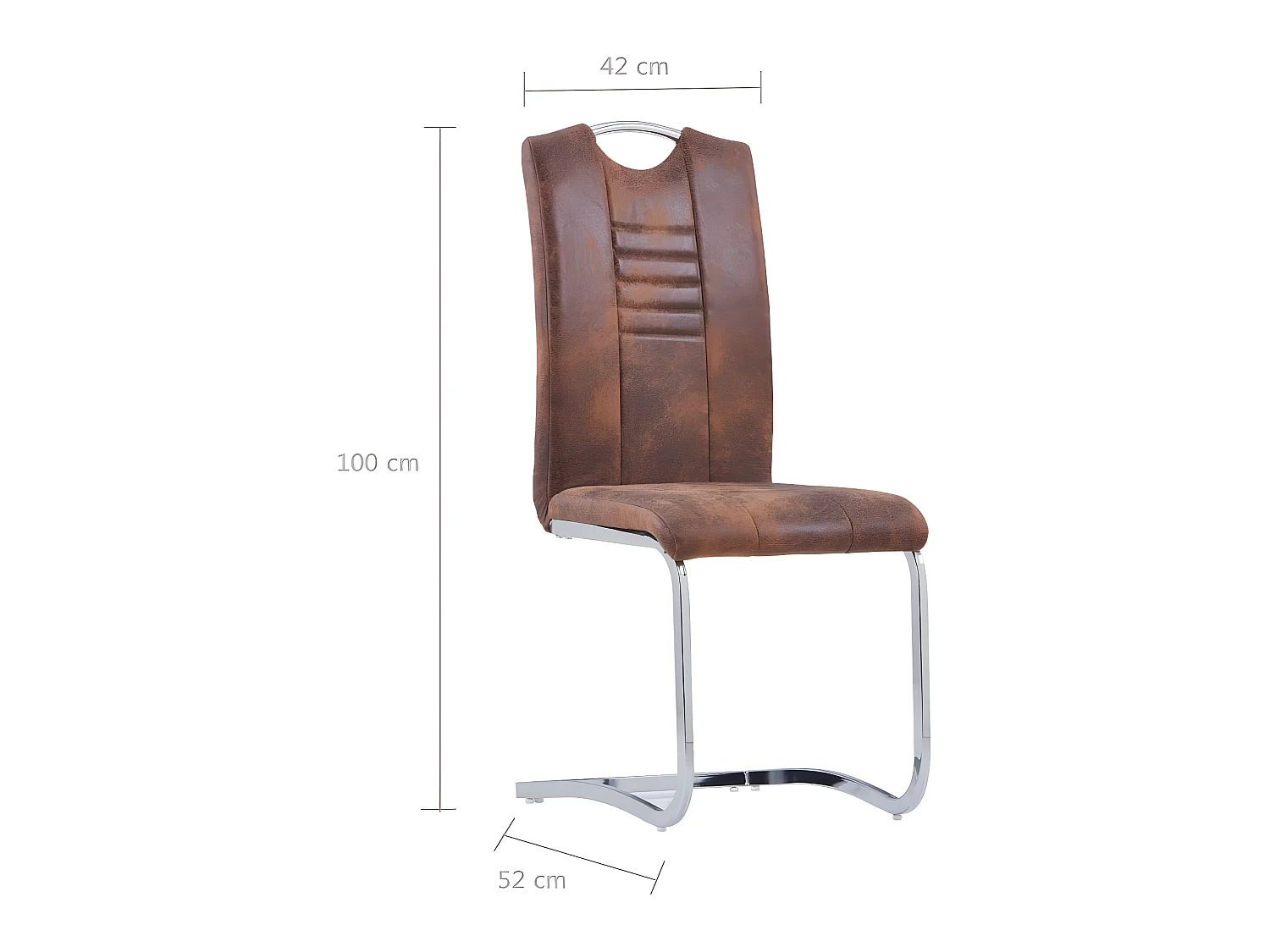 Lot de 4 chaises de salle à manger cuisine design moderne synthétique daim marron CDS021730