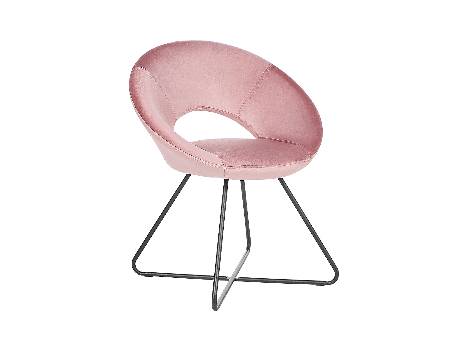 Sessel rund Samt rosa mit schwarzem Metallgestell Kufen Glamourös Retro Rachel