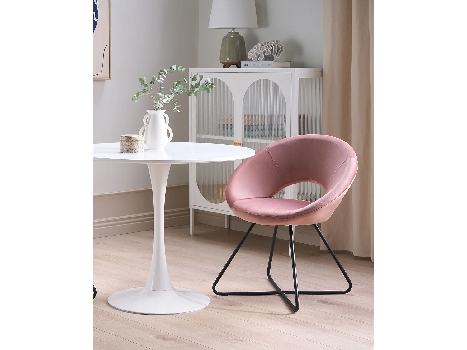 Chaise de salle à manger RACHEL Velours Rose