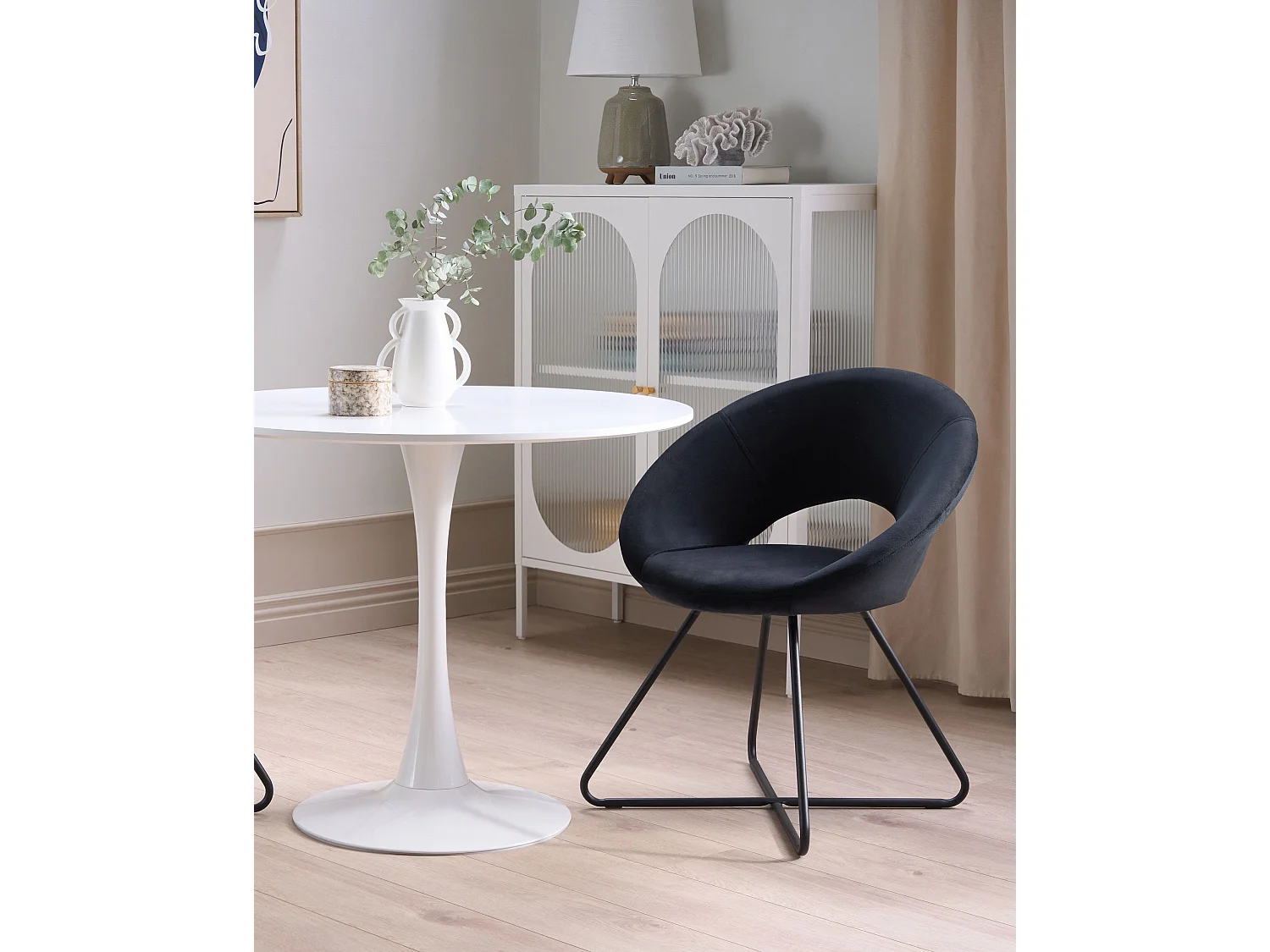 Sedia da pranzo RACHEL Velluto Nero