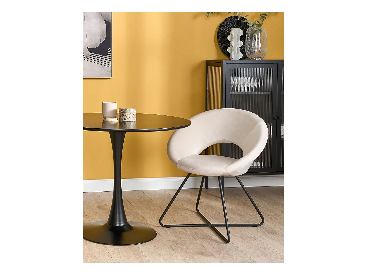 Chaise de salle à manger RACHEL Velours Blanc cassé