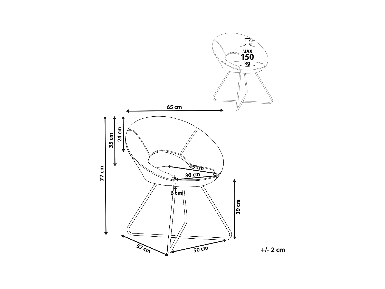 Chaise de salle à manger RACHEL Velours Blanc cassé