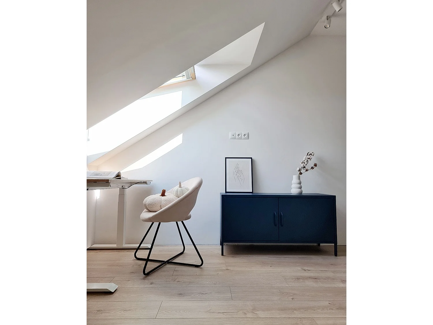 Chaise de salle à manger RACHEL Velours Blanc cassé