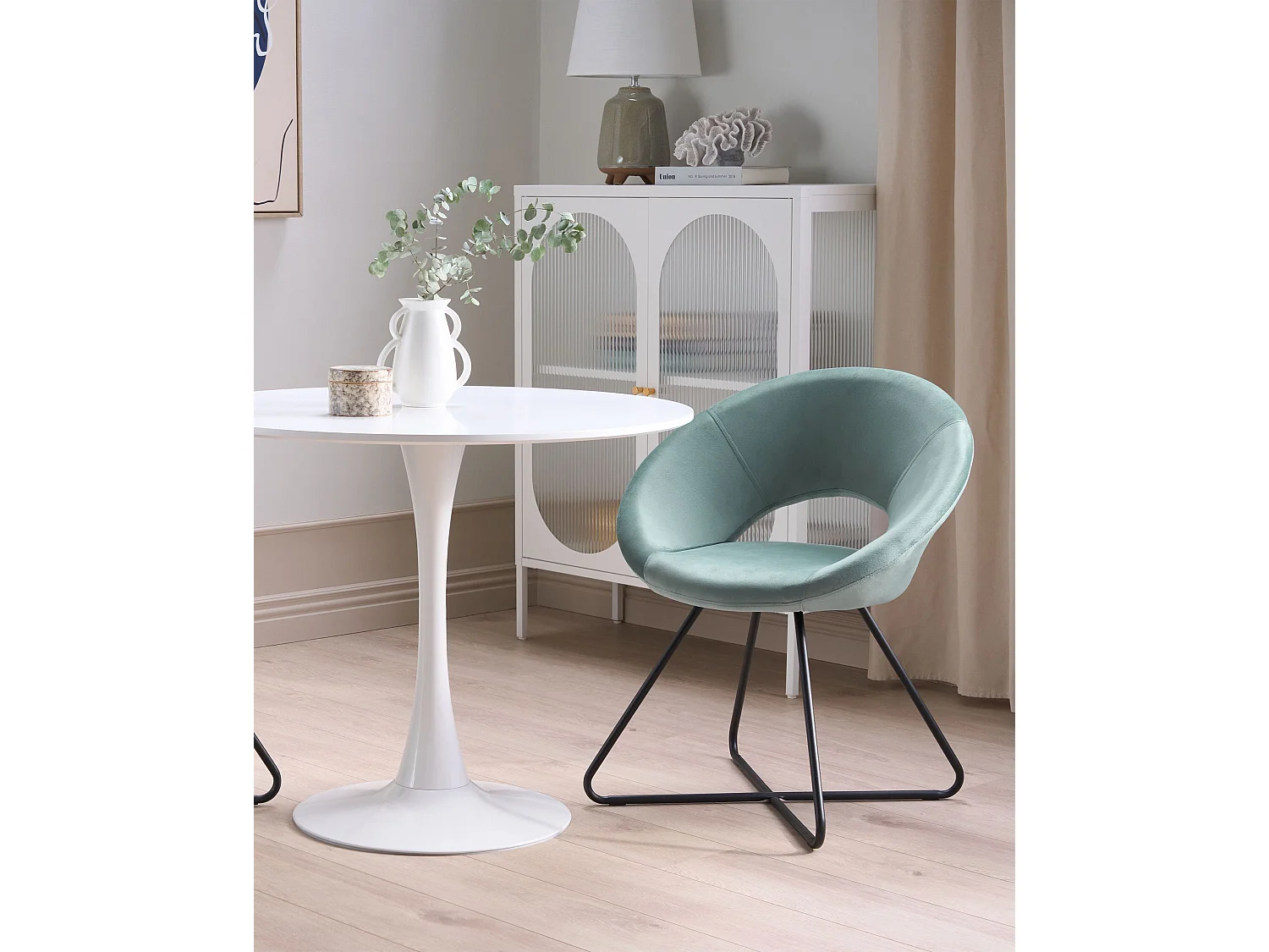 Chaise de salle à manger RACHEL Velours Vert menthe