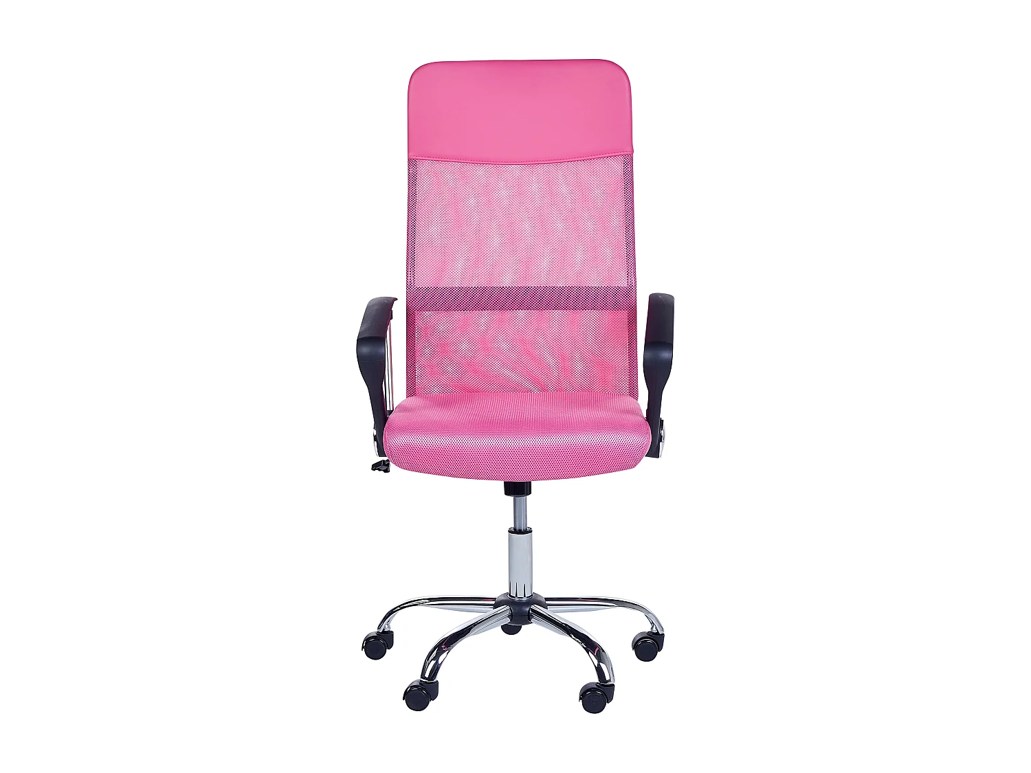 Bequemer Bürostuhl hohe Rückenlehne höhenverstellbar Netz rosa Design