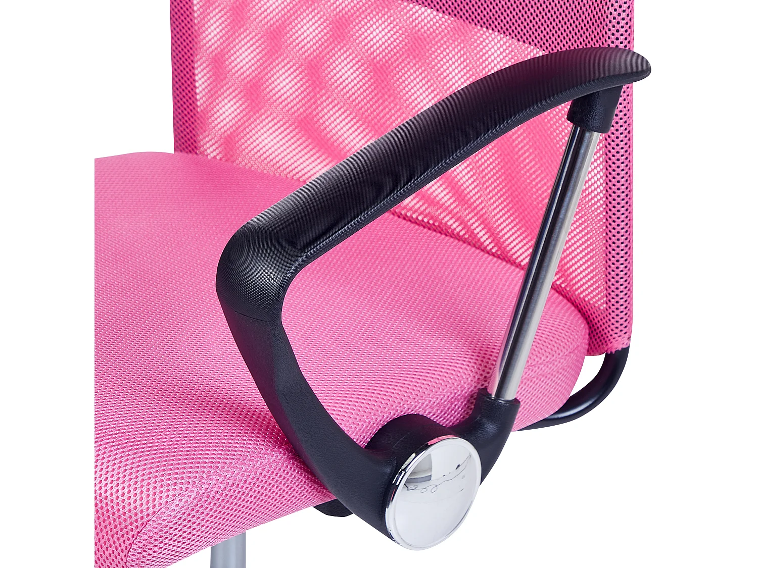 Bequemer Bürostuhl hohe Rückenlehne höhenverstellbar Netz rosa Design