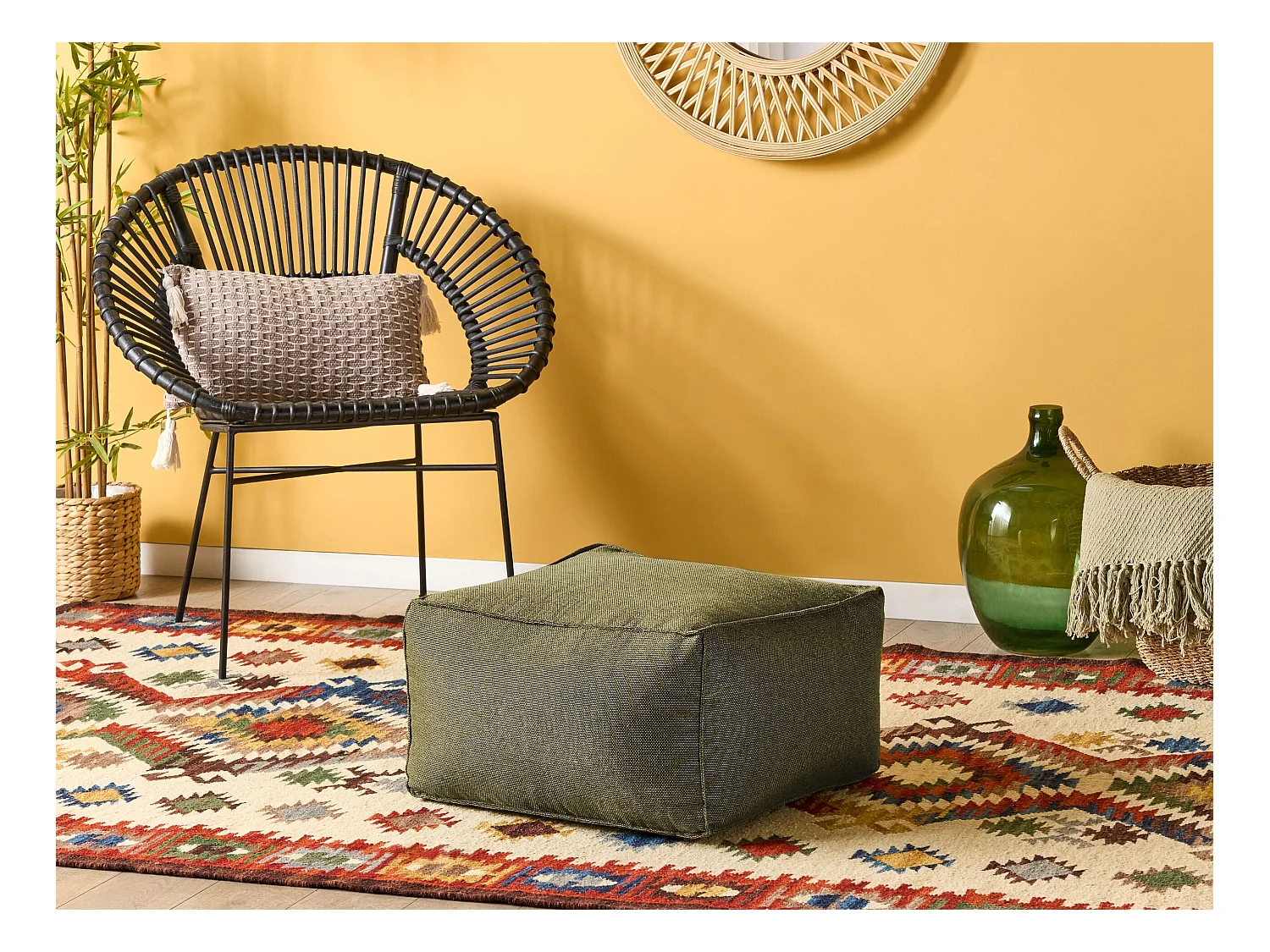 Puf MUKKI Verde oliva 50 cm 50 cm 30 cm