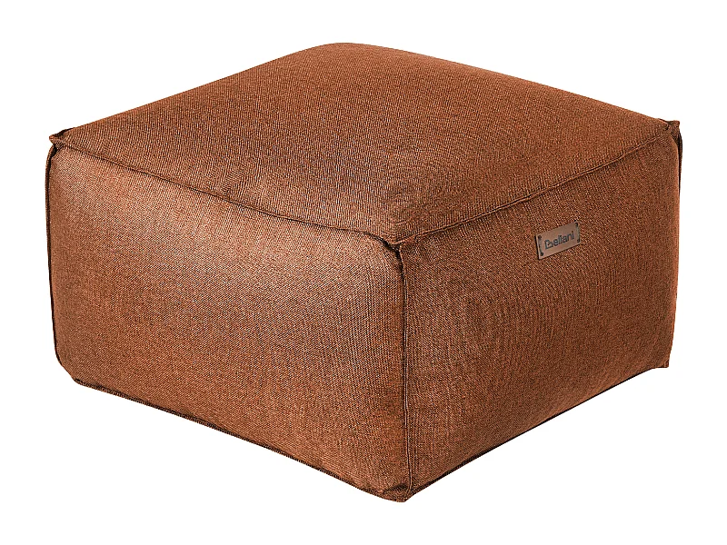 Pouf Sitzpouf Sitzhocker Leinenoptik braun 50x50 cm Quadrat Modern Skandi Mukki