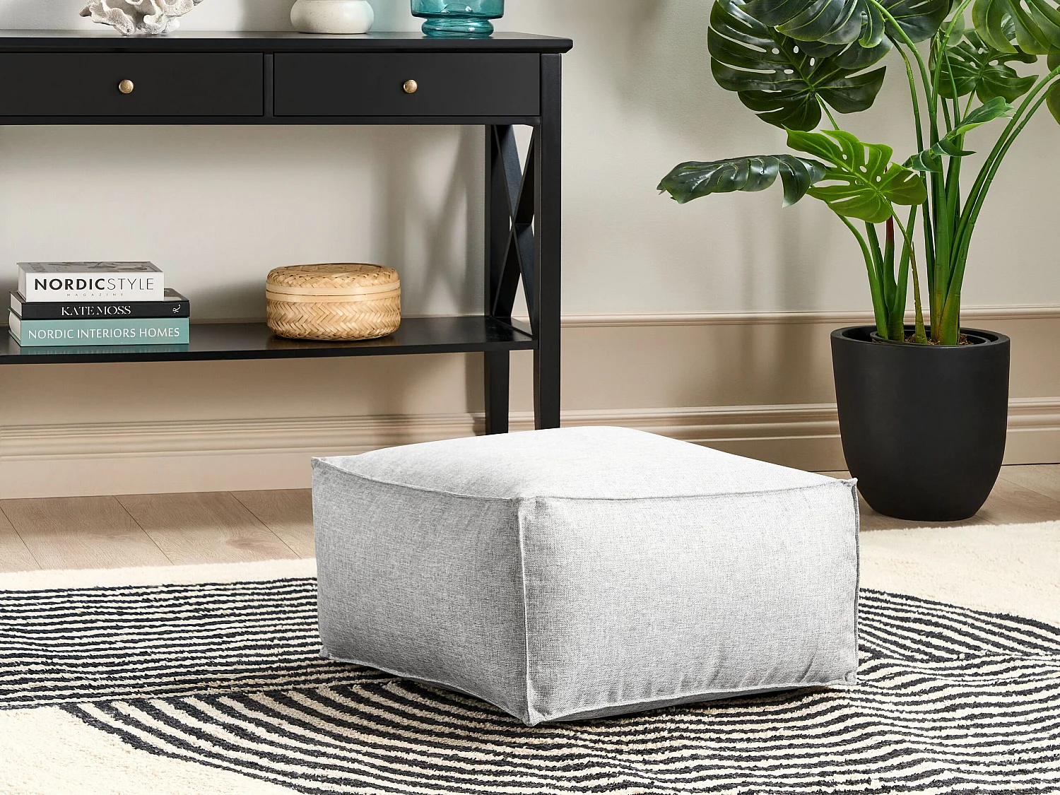 Pouf MUKKI Gris 50 cm 50 cm 30 cm