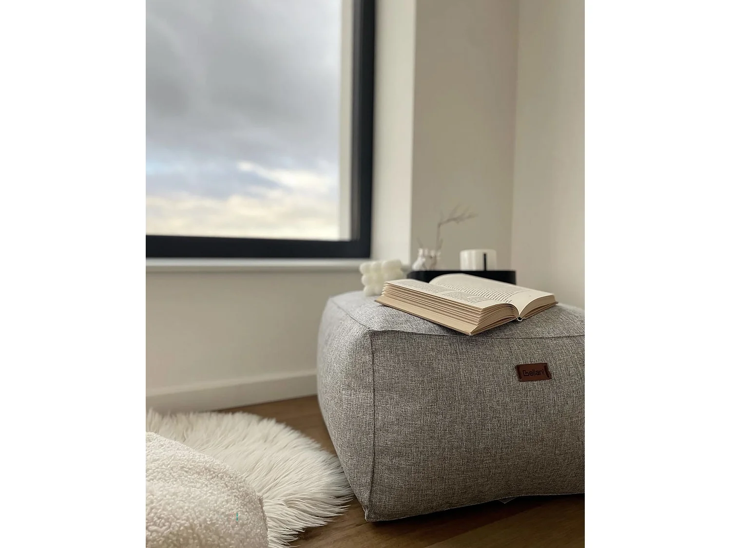 Pouf MUKKI Grigio 50 cm 50 cm 30 cm