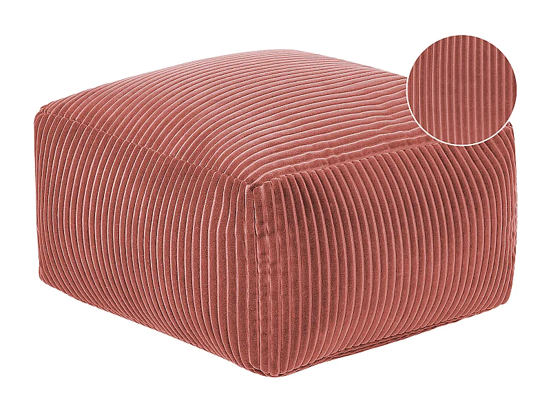 Pouf Sitzpouf Sitzhocker Cord rot 50 x 50 cm Quadrat Modern Skandi Mukki