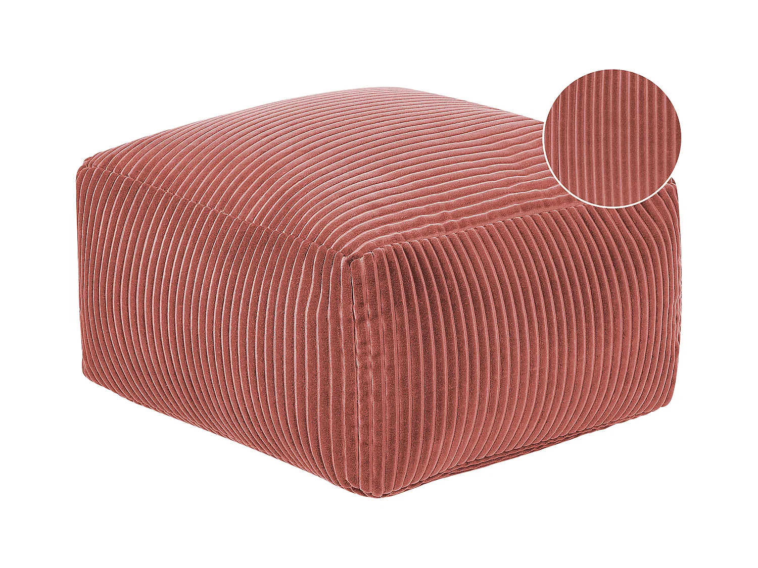 Pouf Sitzpouf Sitzhocker Cord rot 50 x 50 cm Quadrat Modern Skandi Mukki