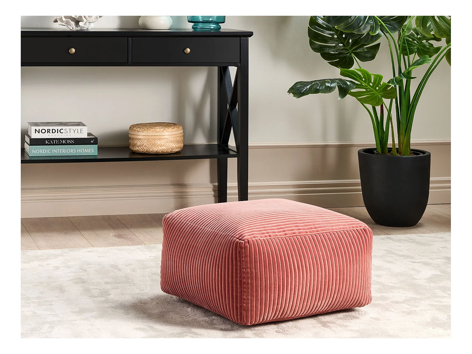 Poef MUKKI Katoen Lichtrood 50 cm 50 cm 30 cm