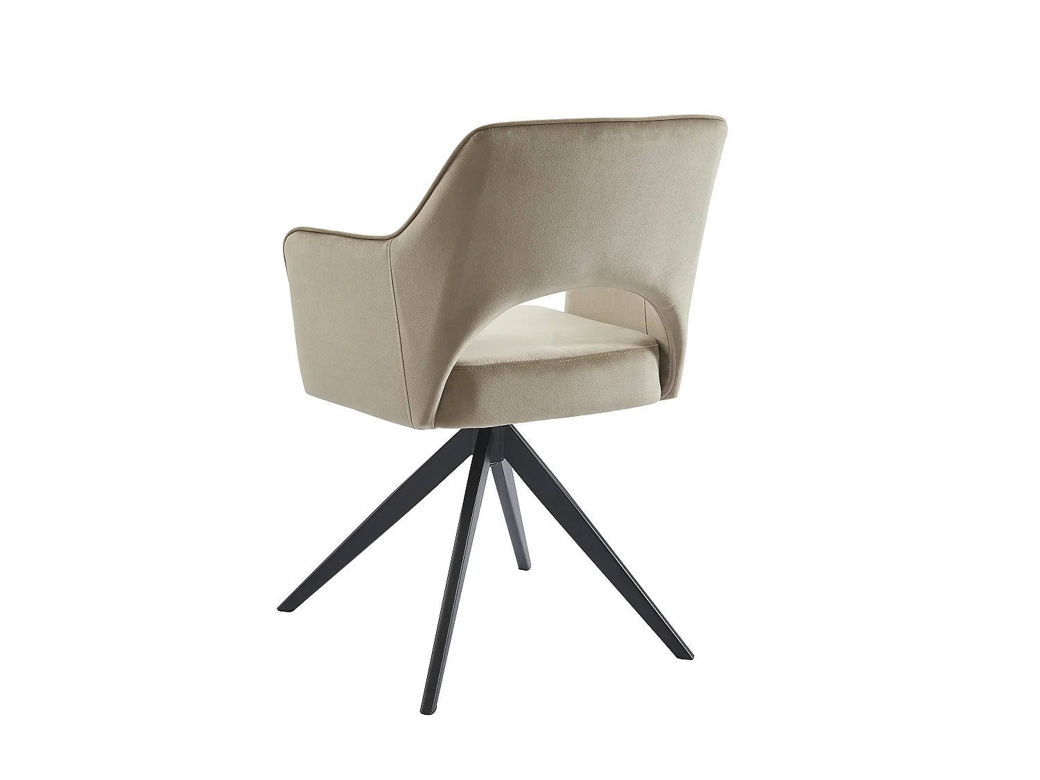 Lot de 2 chaises pivotantes avec accoudoirs en velours et métal noir - Beige - KONYA