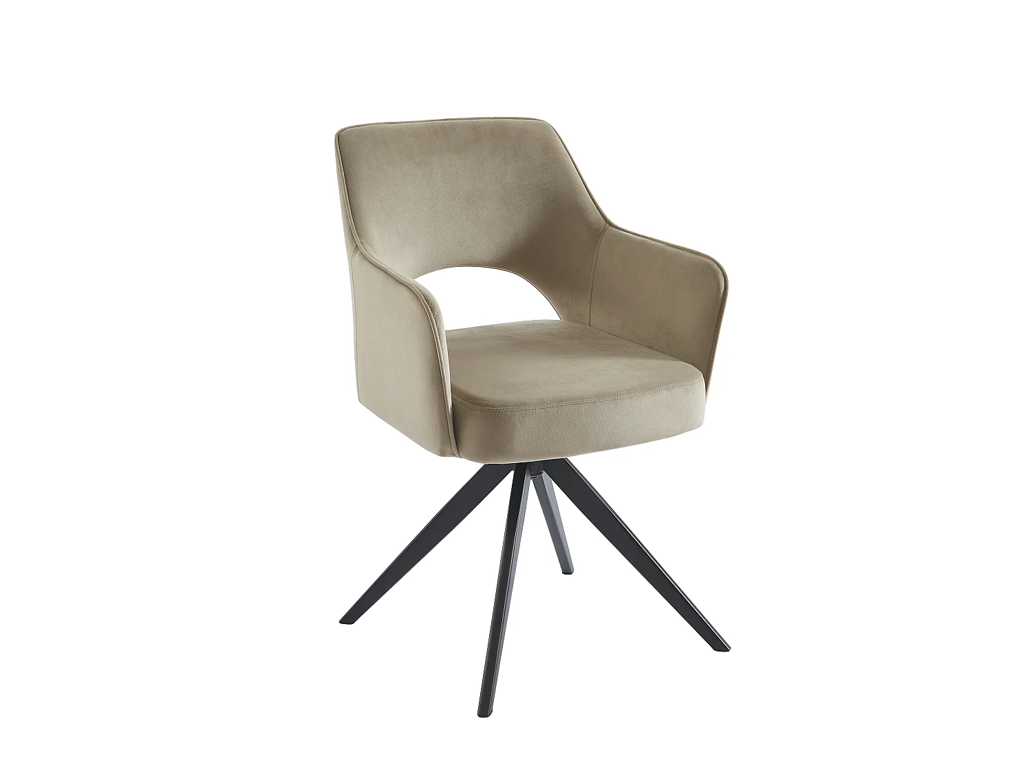 Lote de 2 sillas giratorias con reposabrazos de terciopelo y metal negro - Beige - KONYA