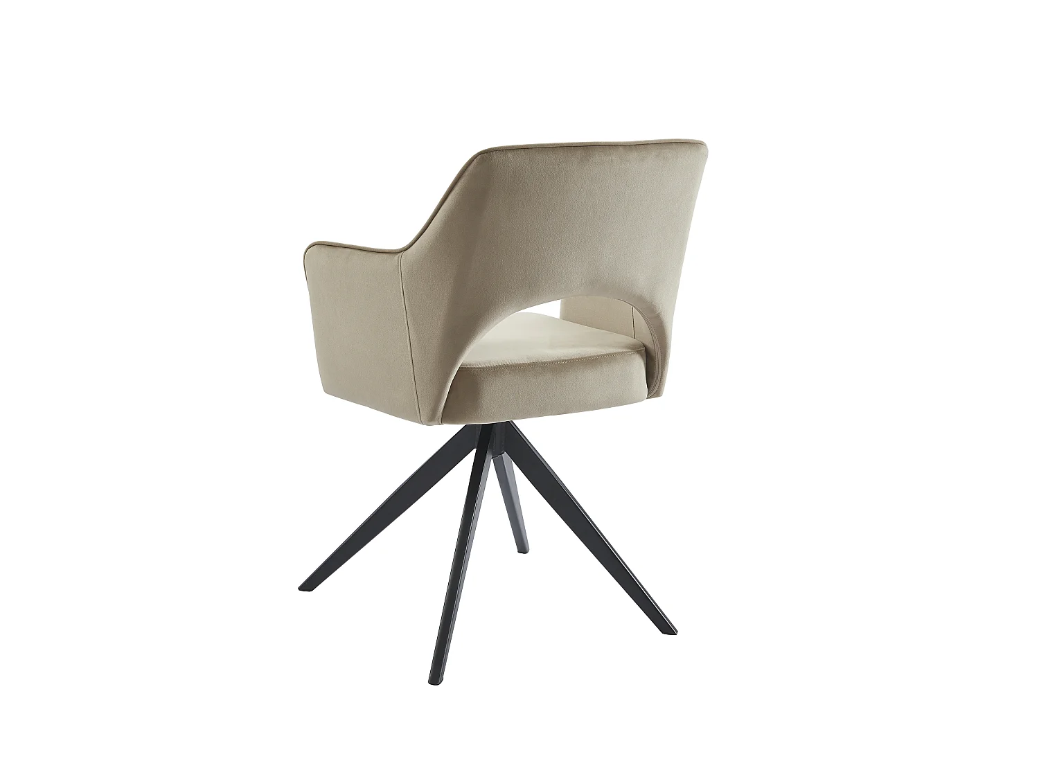 Lote de 2 sillas giratorias con reposabrazos de terciopelo y metal negro - Beige - KONYA