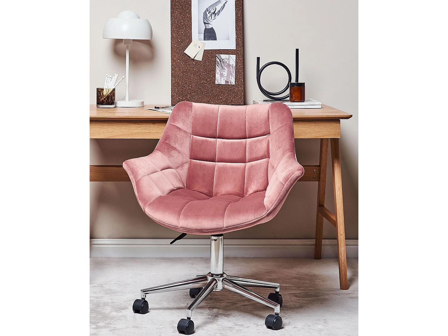 Krzesło biurowe Obrotowy LABELLE Welur Różowy