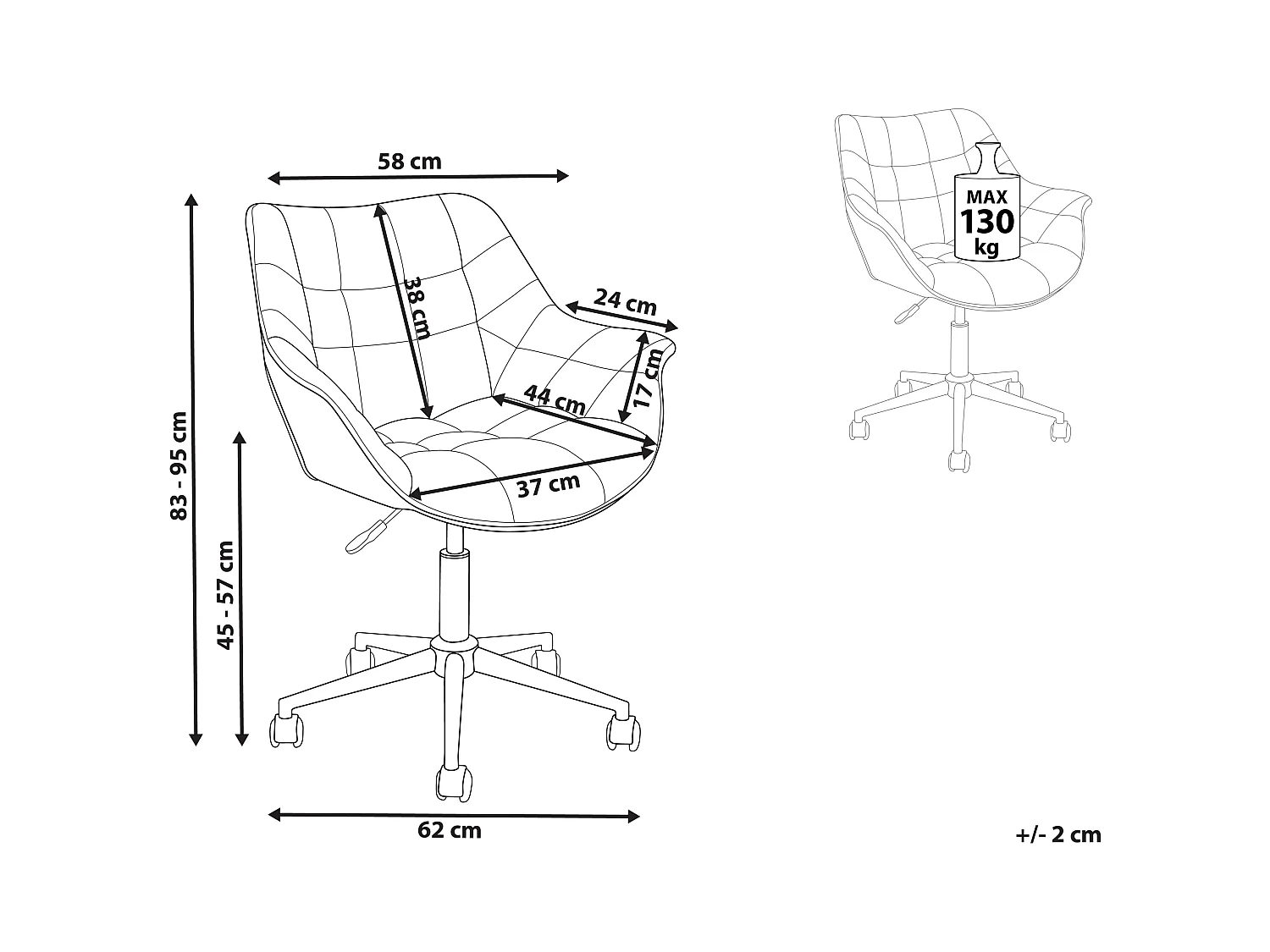 Moderner Bürodrehstuhl höhenverstellbarer Sessel Samt Rosa Labelle