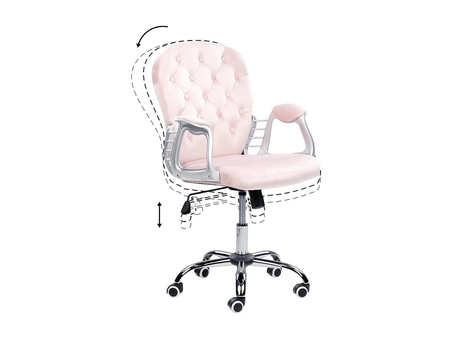 Chaise de bureau PRINCESS Velours Rose pastel