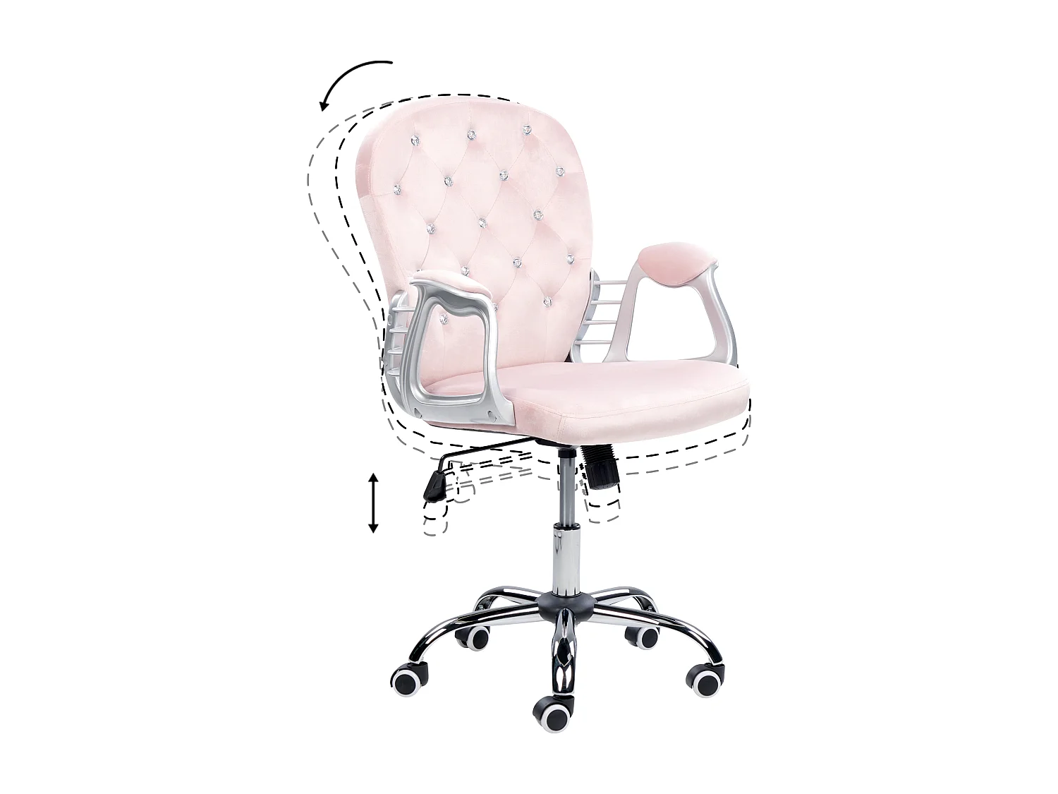 Chaise de bureau PRINCESS Velours Rose pastel