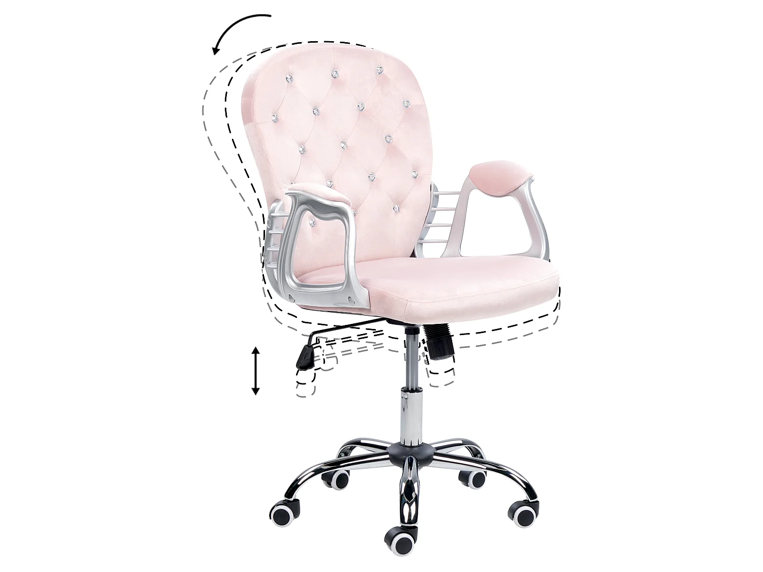 Chaise de bureau PRINCESS Velours Rose pastel
